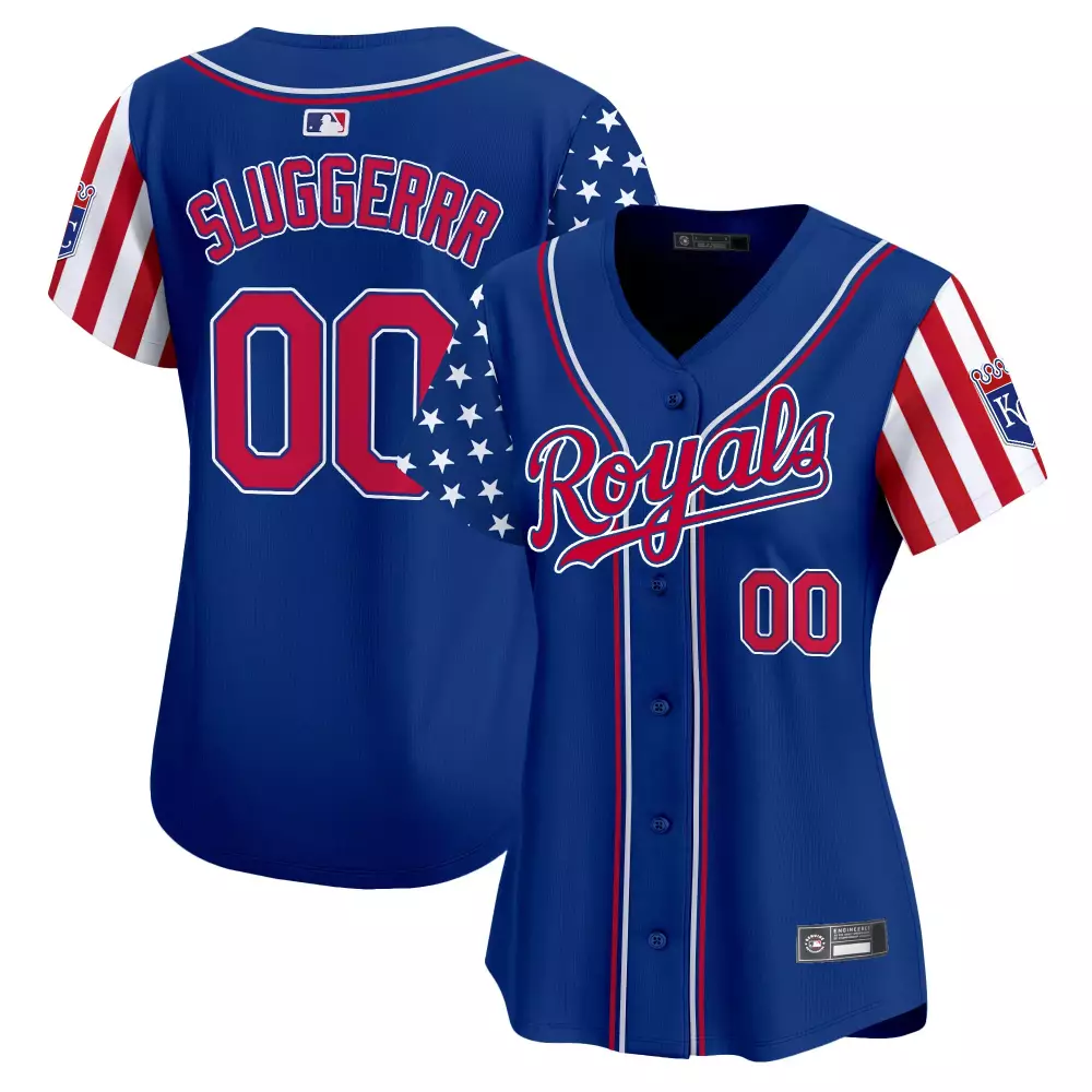 Sluggerrr 00 Kansas City Royals Independence Day Vapor Jersey | Blue Stitched Style | Limited Edition Fan Gear | For Women
