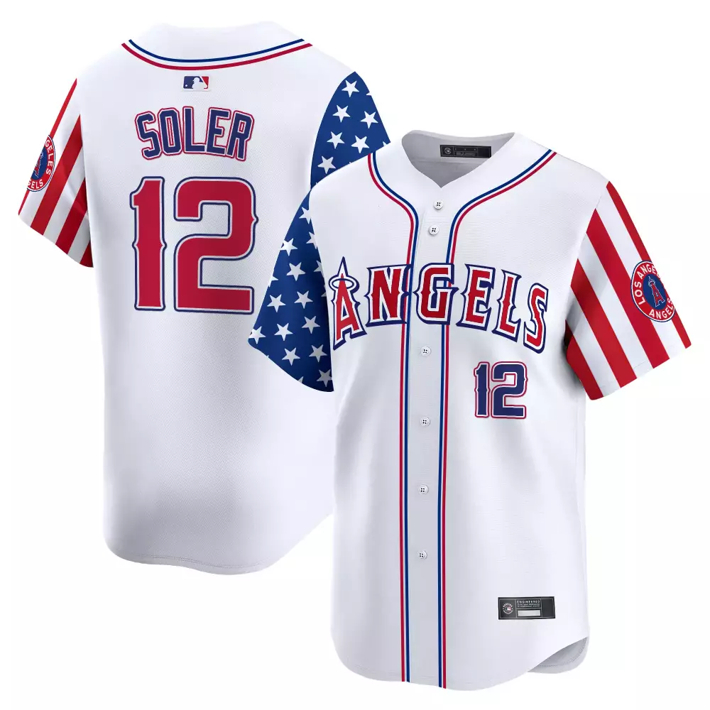 Soler 12 Los Angeles Angels White Jersey | Vapor with Independence Day Patch | 2025 Edition for Men, Women & Youth