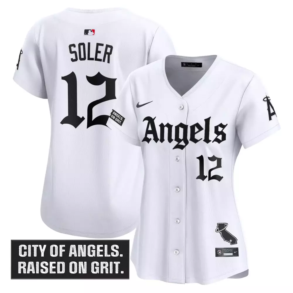 Soler 12 Los Angeles Angels Women's White Jersey | Vapor | City of Angels Patch for Men, Women & Youth