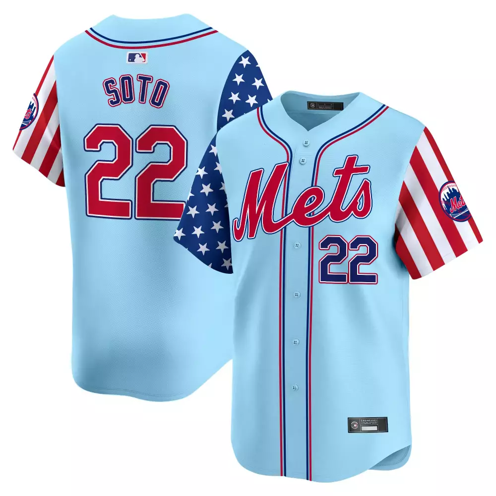 Soto 22 New York Mets 2025 Independence Day Blue Vapor Stitched Jersey | Celebrate Freedom | For Men, Women & Youth