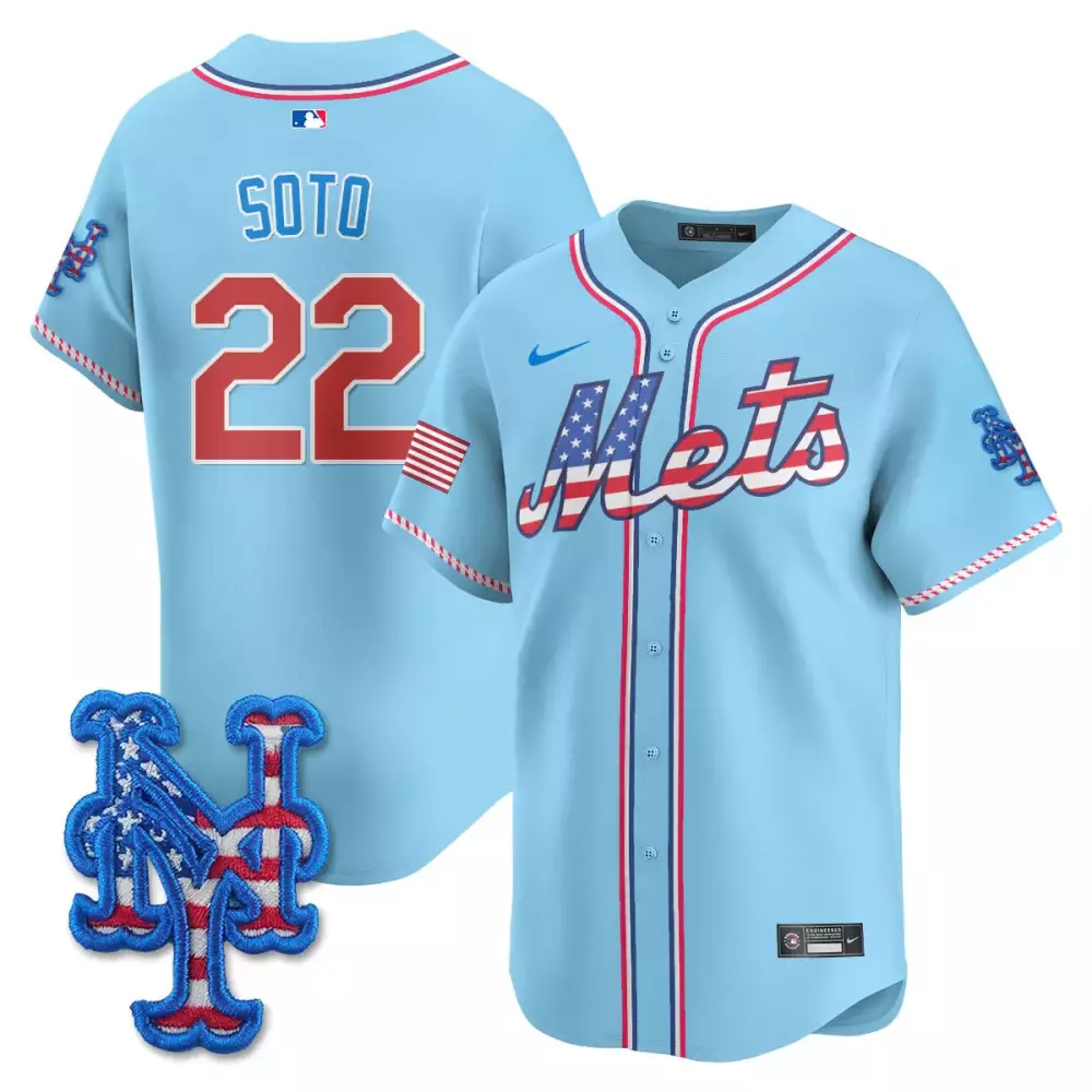 Soto 22 New York Mets 2025 Light Blue Fourth of July Vapor Jersey | Celebrate Independence | For Men, Women & Youth