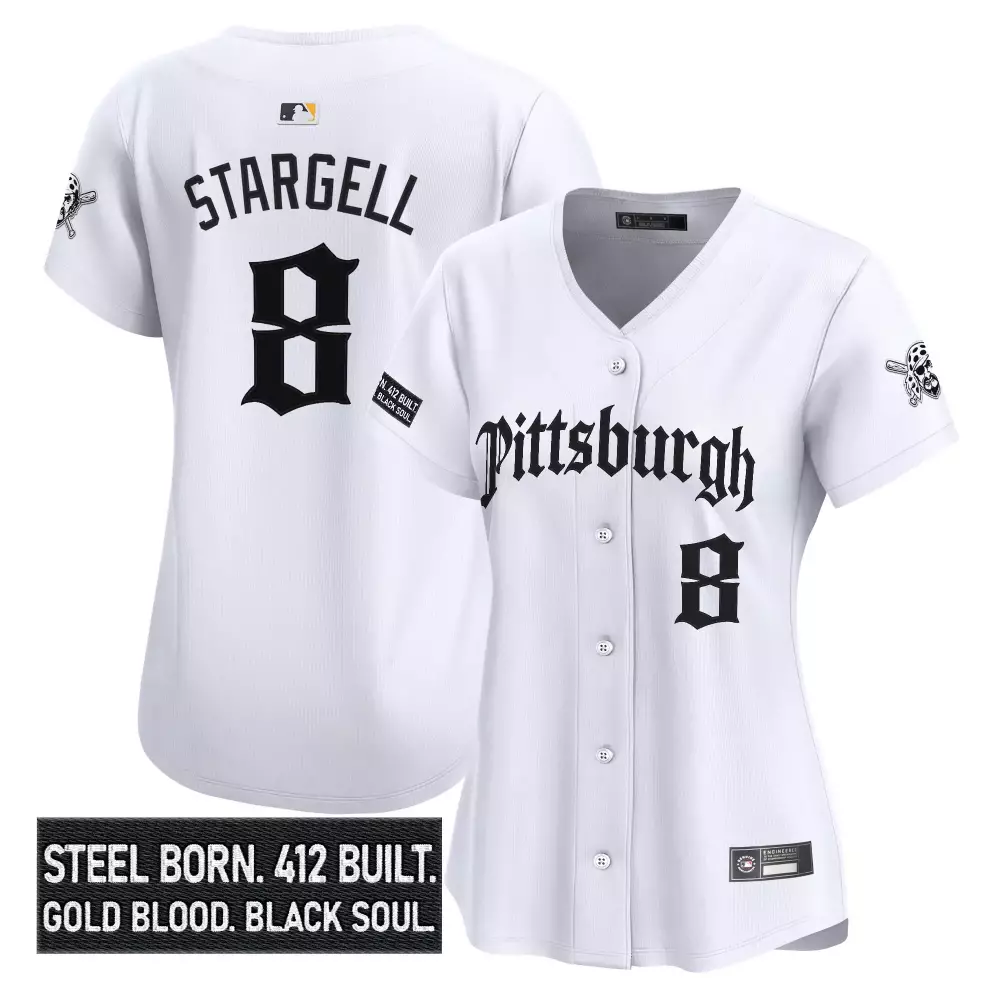 Stargell 8 Pittsburgh Pirates White Vapor Jersey | Steel City Edition 2023 for Women | Fan Gear | For Men, Women & Youth
