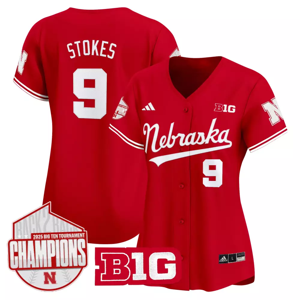 Custom Nebraska Cornhuskers  Big Ten Stokes 9 Huskers 2025 Champions Stitched Vapor Authentic Jersey – Red