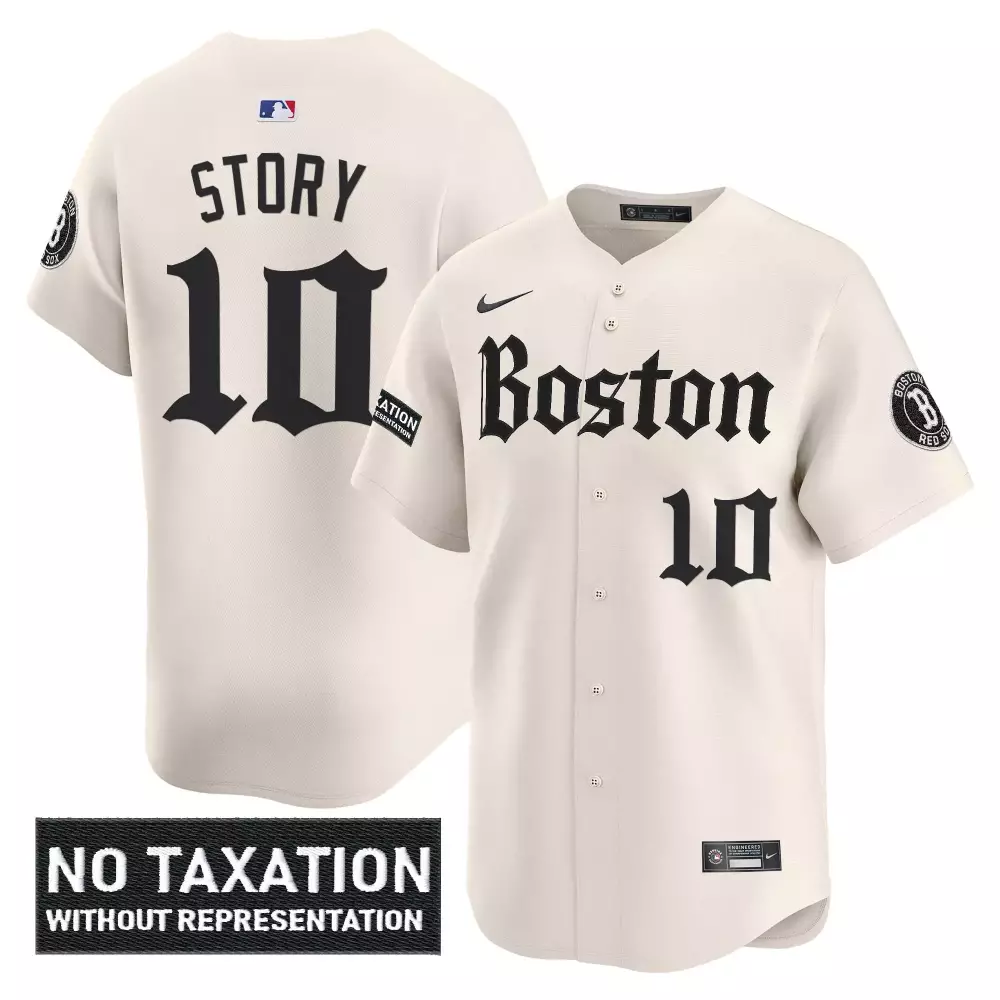 Story 10 Boston Red Sox Cream Stitched Vapor Jersey | 2023 No Taxation Edition | Fan Gear | For Men, Women & Youth