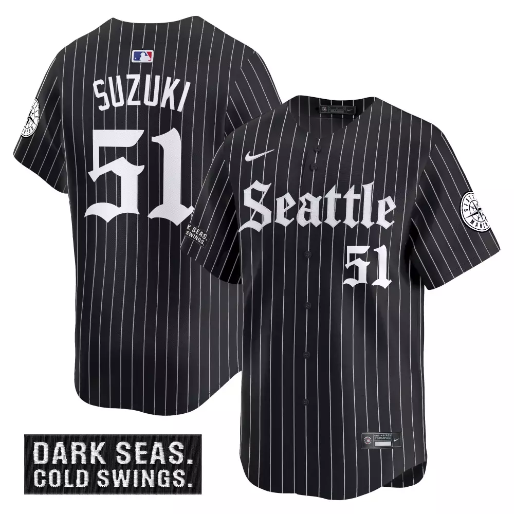 Suzuki 51 Men's Vapor Jersey | Black Dark Seas Edition Seattle Mariners 2023 | Fan Gear for All
