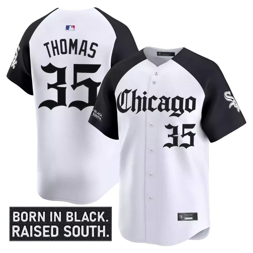 Thomas 35 Chicago White Sox 2023 Stitched Vapor Jersey | Black & White | Born in Black Edition | For Men, Women & Youth