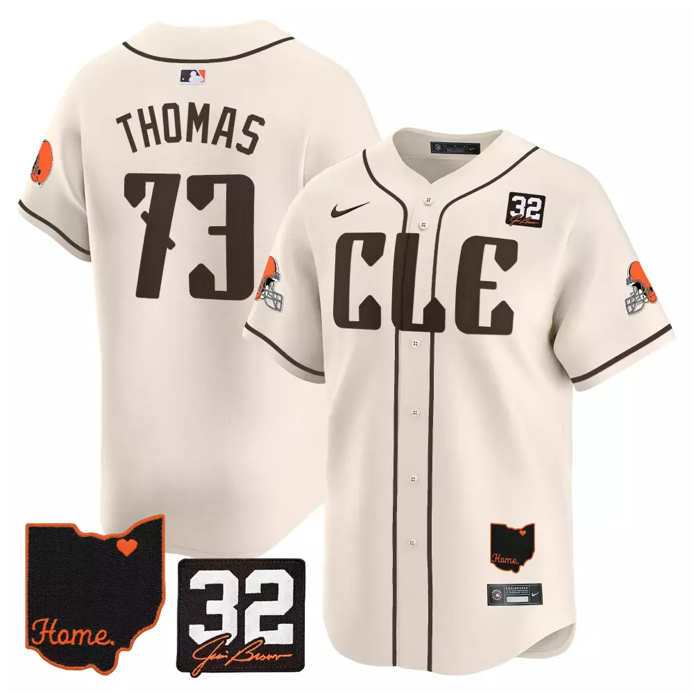 Thomas 73 Cleveland Browns 2023 Home Vapor Jersey | Cream Patch Fan Gear for Men, Women & Youth