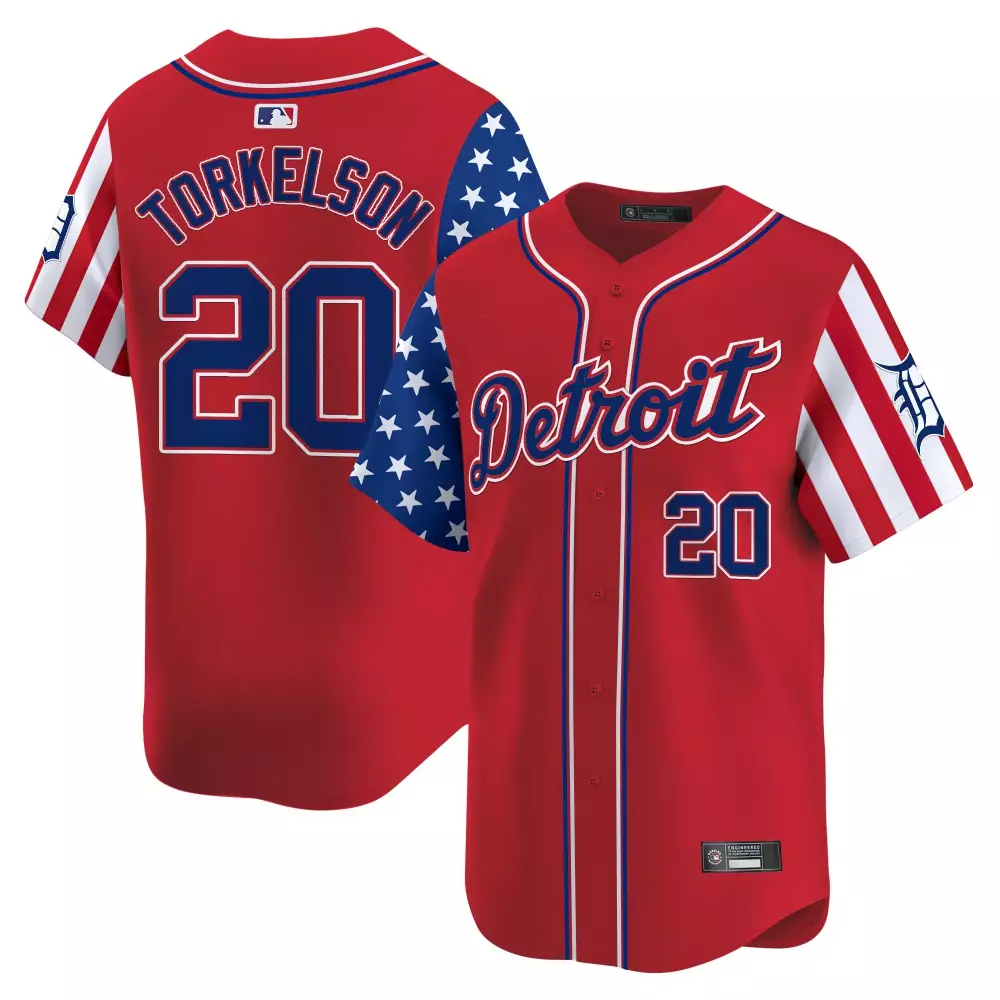 Torkelson 20 Detroit Tigers 2025 Independence Day Jersey | Red Stitched Vapor | Limited Edition Fan Gear | For Men, Women & Youth
