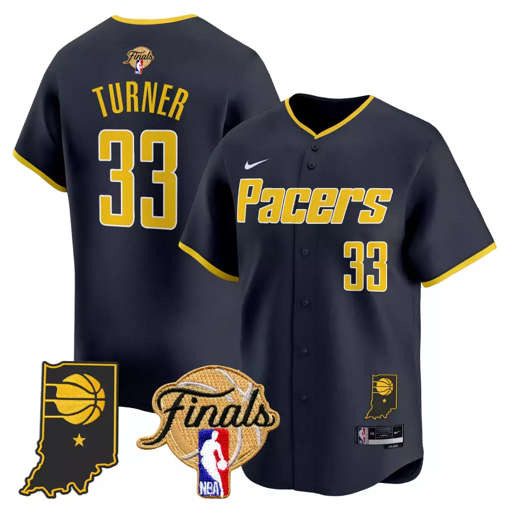 Turner 33 Indiana Pacers 2025 Finals Vapor Jersey | Navy Blue Stitched for Men, Women & Youth | Embroidered Patch