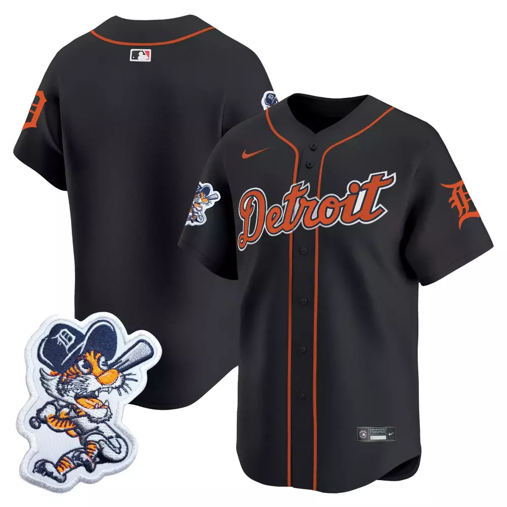 Vapor Jersey Stitched Men’s Detroit Tigers 2023 | Black with Paws Patch | Limited Edition Fan Gear | For M