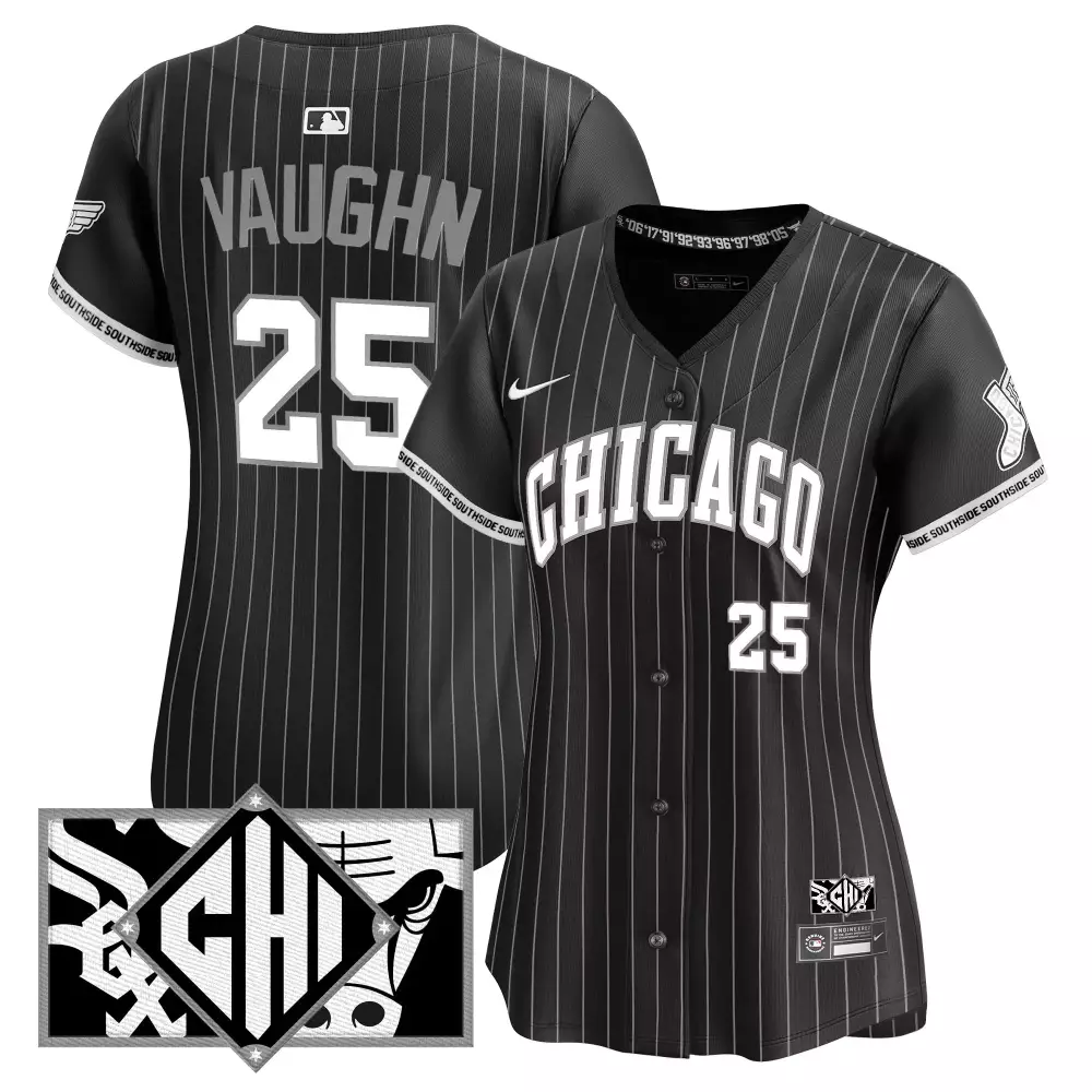 Vaughn 25 Chicago White Sox 2025 Women's Vapor Jersey | Black Stitched Embroidered Patch | Limited Edition Fan Gear