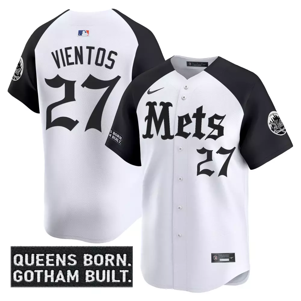 Vientos 27 Men's Stitched Vapor Jersey | New York Mets Gotham Edition 2023 White & Black | For Men, Women & Youth
