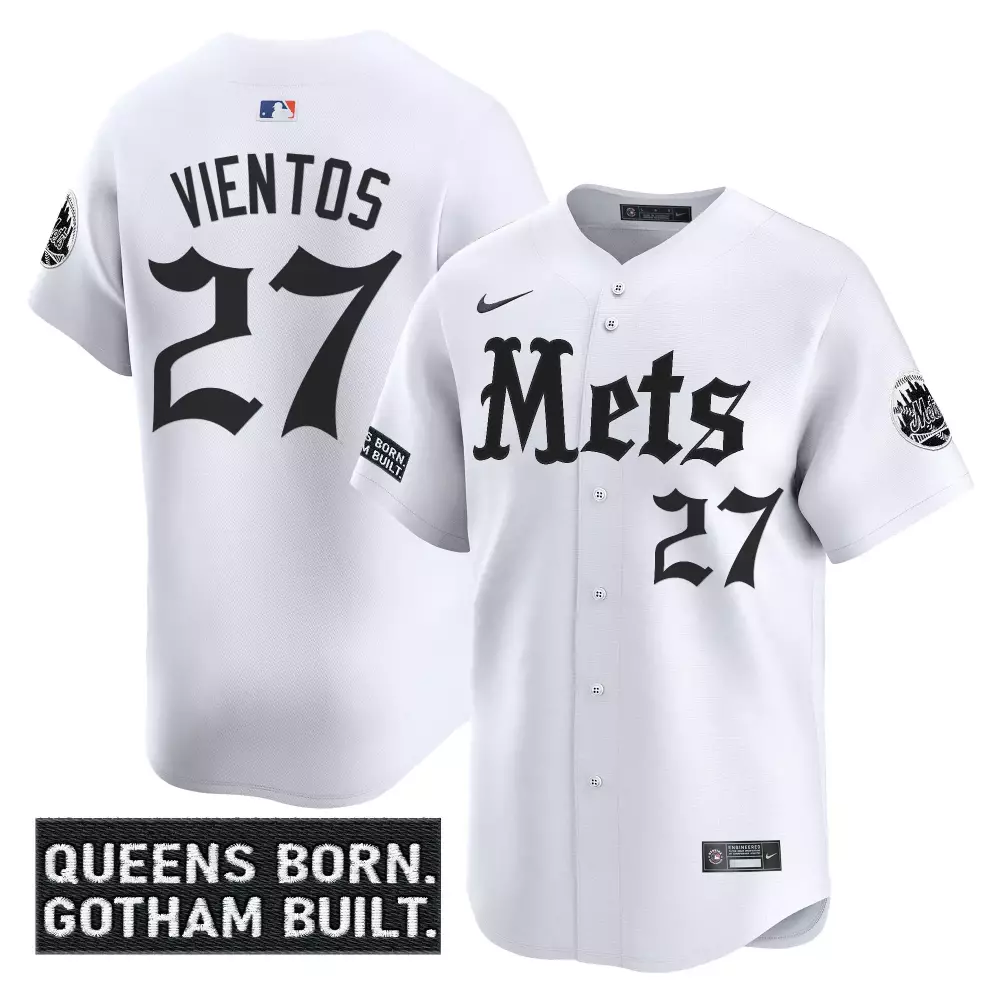 Vientos 27 Men's Vapor Jersey | New York Mets White Gotham Edition 2023 Embroidered Patch | For Men, Women & Youth