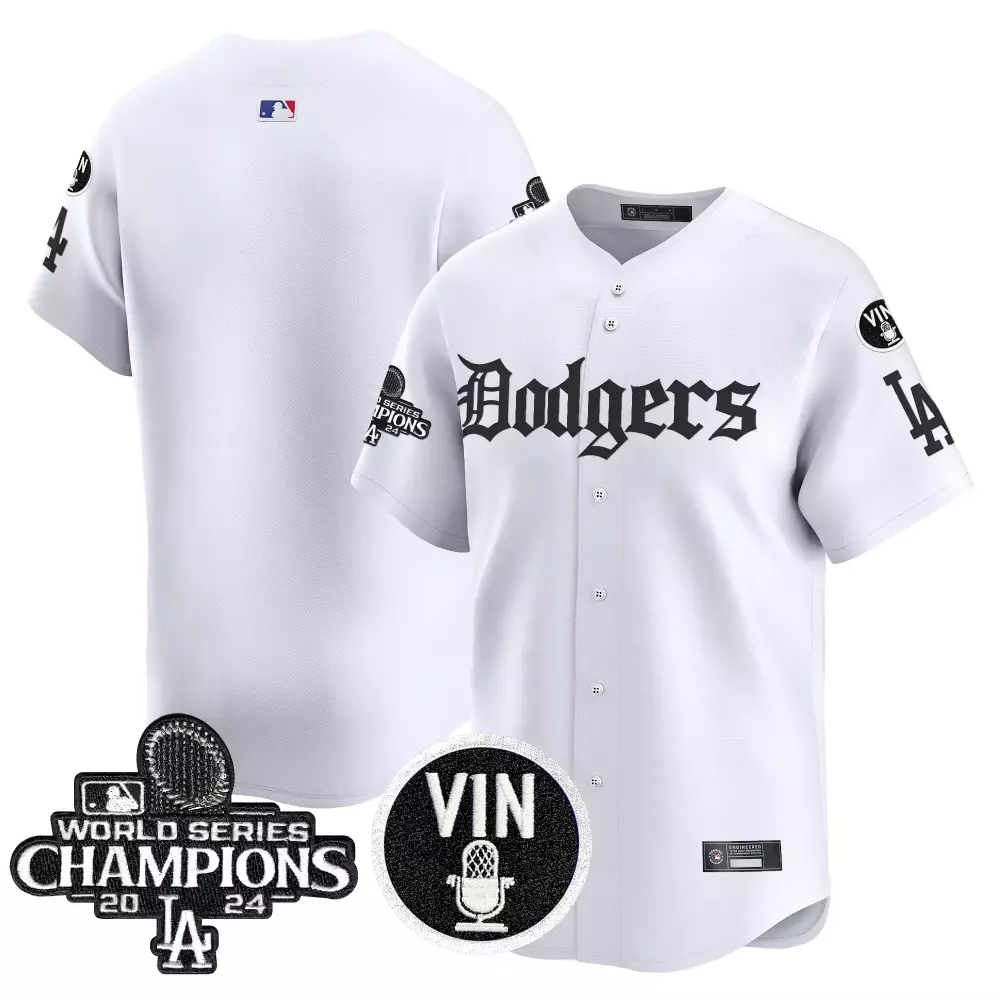 2024 Vin 24 Men's LA Dodgers White Stitched Vapor Jersey | World Series Champions Patch | Fan Gear for Game Day | For Men, Women & Youth