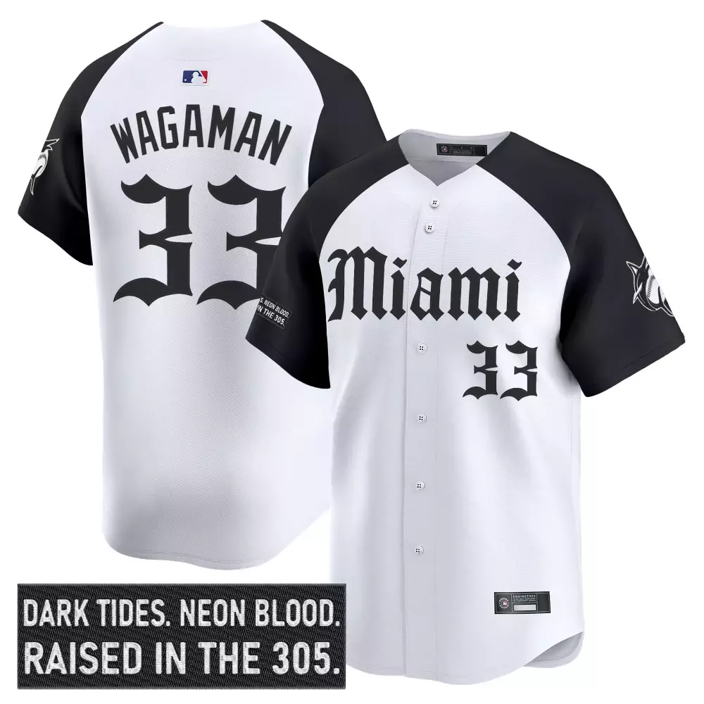 Wagaman 33 Men's Miami Marlins Vapor Jersey | White Limited Edition 2023 | Embroidered Patch | For Men, Women & Youth