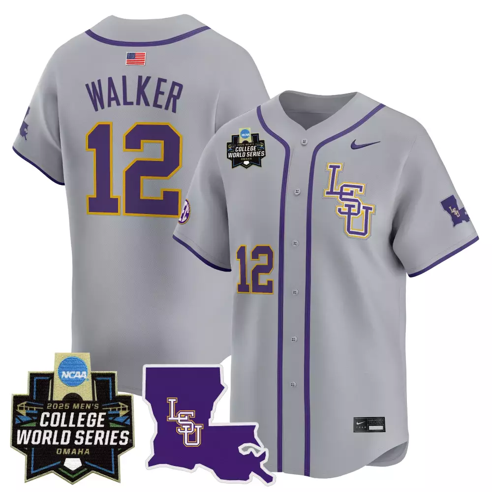 Walker 12 LSU Tigers Vapor Stitched Jersey 2025 | College World Series Gray Limited Edition | For Men