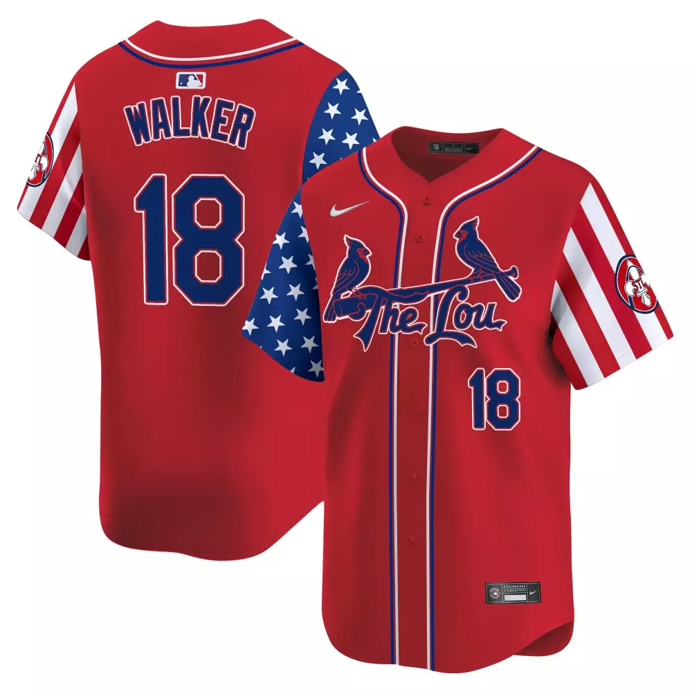 Walker 18 St Louis Cardinals Red Vapor Jersey 2025 | Independence Day | Men's Fan Gear | For Men, Women & Youth