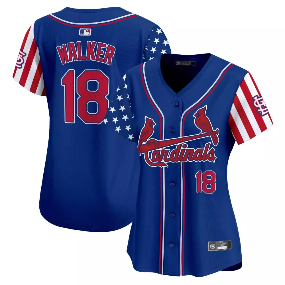 Walker 18 St Louis Cardinals Blue Vapor Jersey 2025 | Independence Day | Women's Fan Gear | For Men, Women & Youth