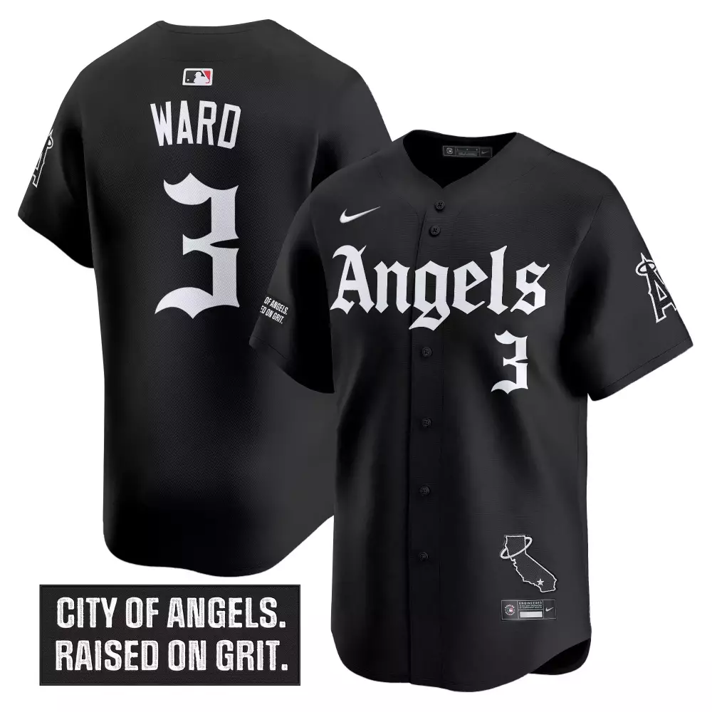 Ward 3 Los Angeles Angels 2023 Vapor Jersey | Black City of Angels Patch | Stitched Fan Gear for Men, Women & Youth
