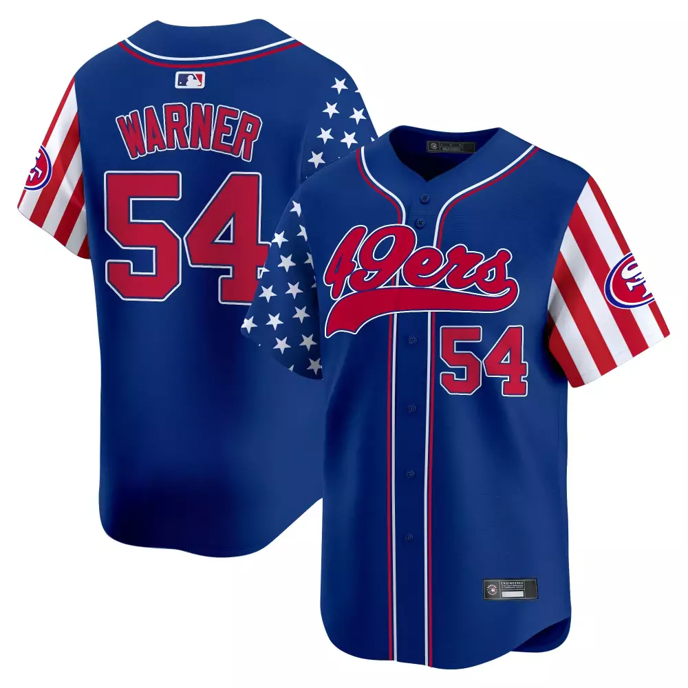 Warner 54 Men's Stitched Vapor Jersey | San Francisco 49ers Independence Day 2025 Blue | Celebrate in Style | For Men, Women & Youth
