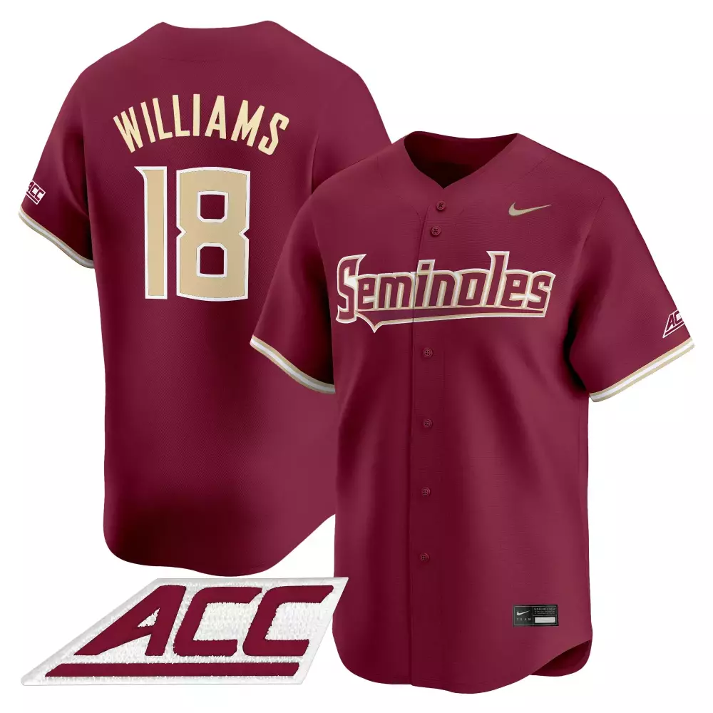 Williams 18 Men's Maroon Vapor Premier Limited Jersey | Florida State Seminoles ACC Patch Fan Gear for Men, Women & Youth