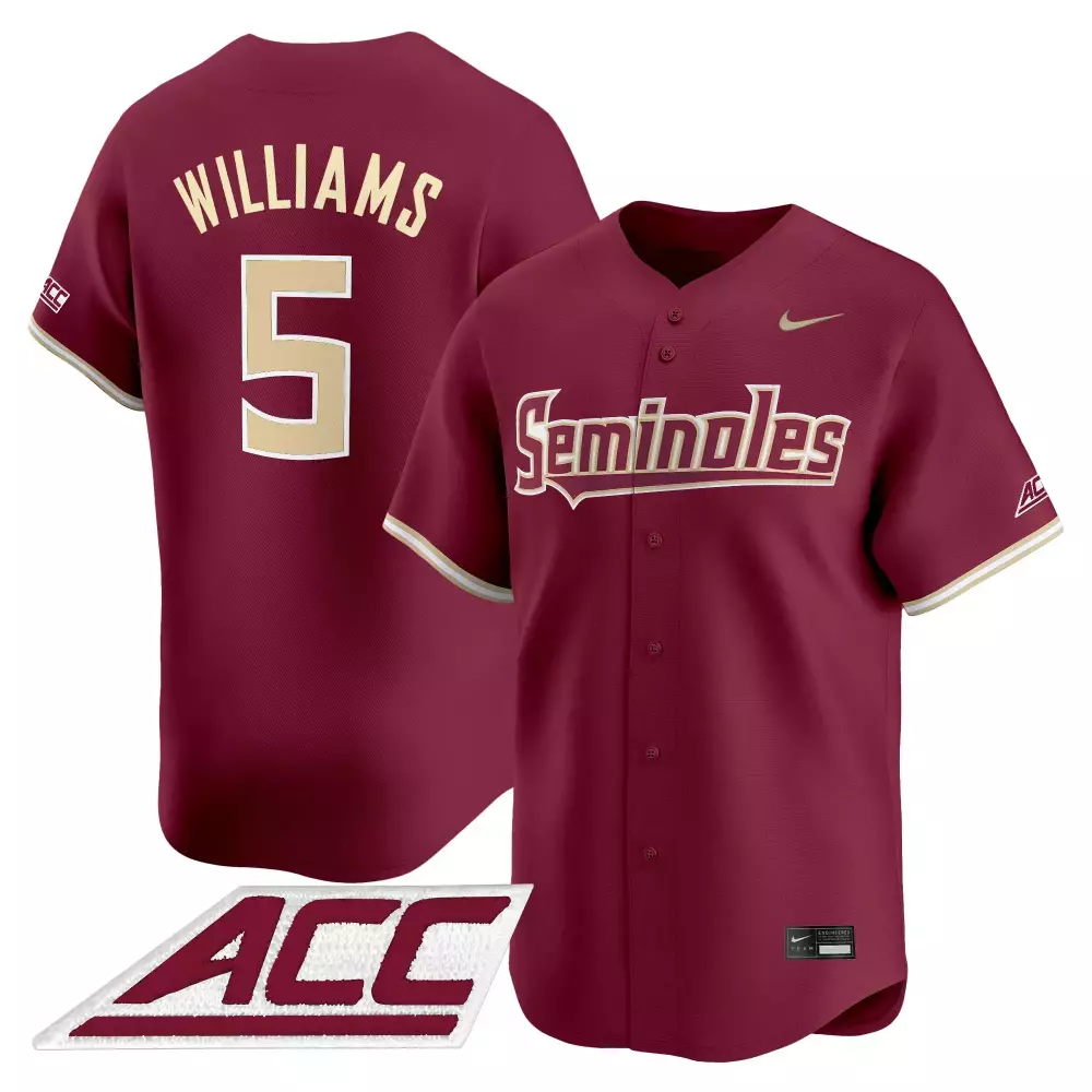 Williams 5 Men's Florida State Seminoles Maroon Vapor Jersey | ACC Embroidered Patch 2025 | For Men, Women & Youth