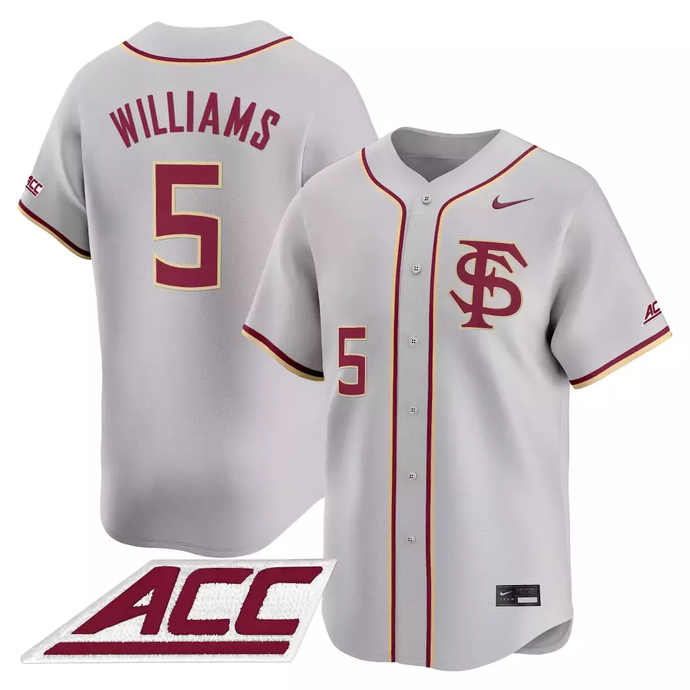 Williams 5 Men's Vapor Premier Stitched Jersey | Gray Florida State Seminoles ACC 2025 | For Men, Women & Youth
