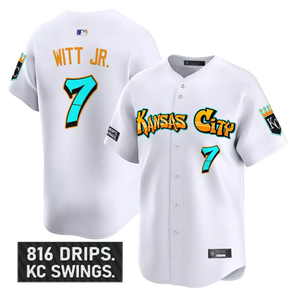 Witt Jr. Kansas City Royals 2023 Vapor Jersey | White Edition with 816 Drips Patch | Fan Gear for Men, Women & Youth