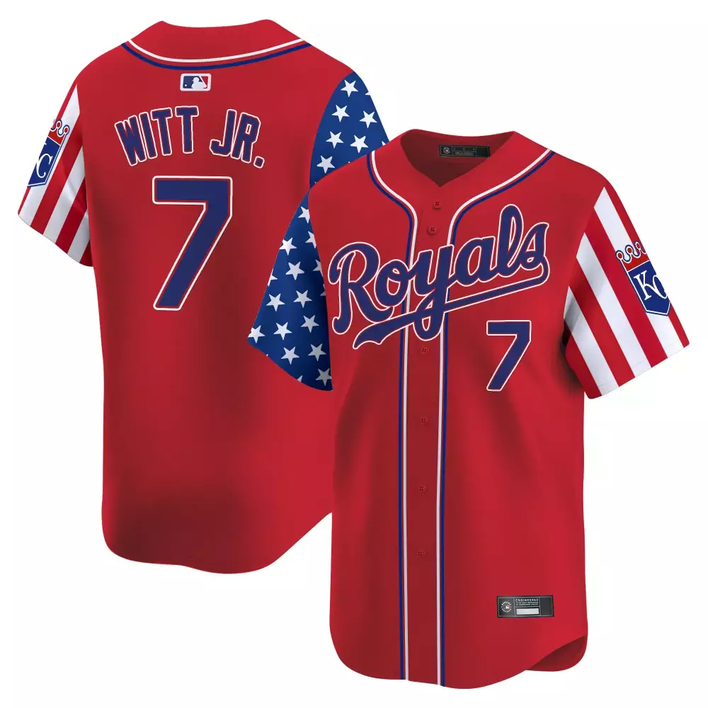 Witt Jr. Kansas City Royals 2025 Stitched Vapor Jersey | Red Independence Day Edition | Fan Gear for Men, Women & Youth