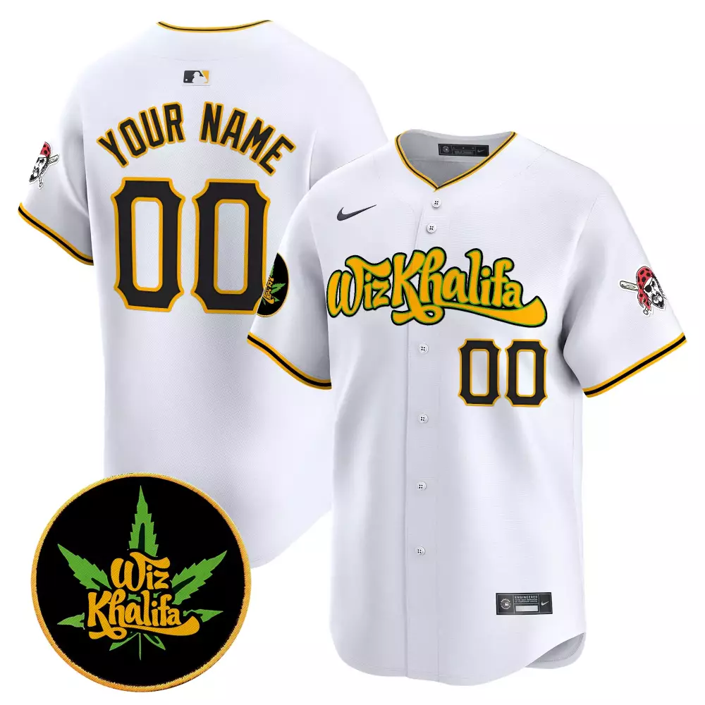 Wiz Khalifa 00 Pittsburgh Pirates Vapor Jersey | White with Embroidered Patch | Men's Style 2023 | Fan Gear for Game Day | For Men, Women & Youth