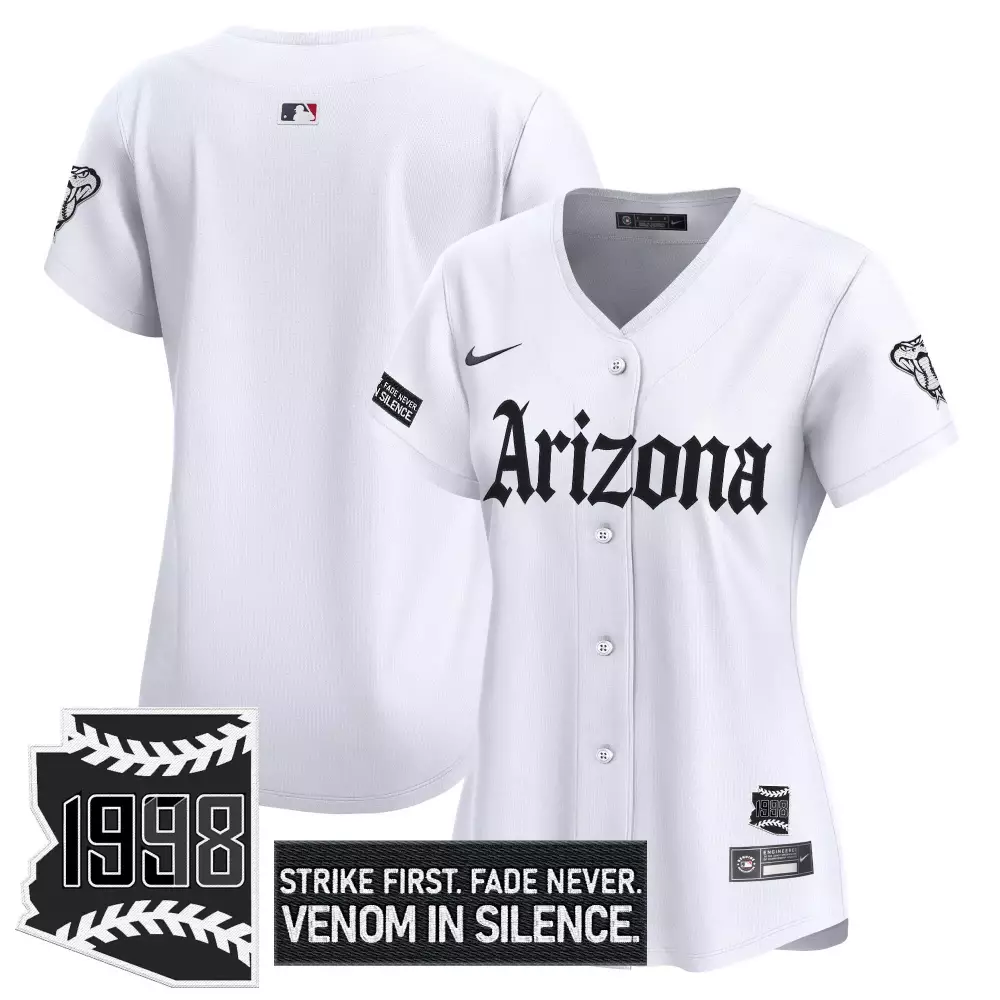 Women's Arizona Diamondbacks White Vapor Jersey | 1998 Embroidered Patch Edition | Fan Gear for Women