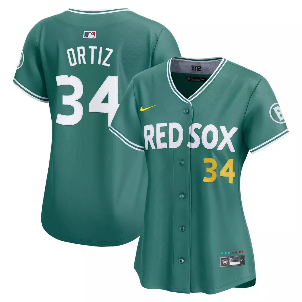 David Ortiz Boston Red Sox Women's 34 Green Jersey | Patches Edition | Great Gift Idea for Men, Women & Youth