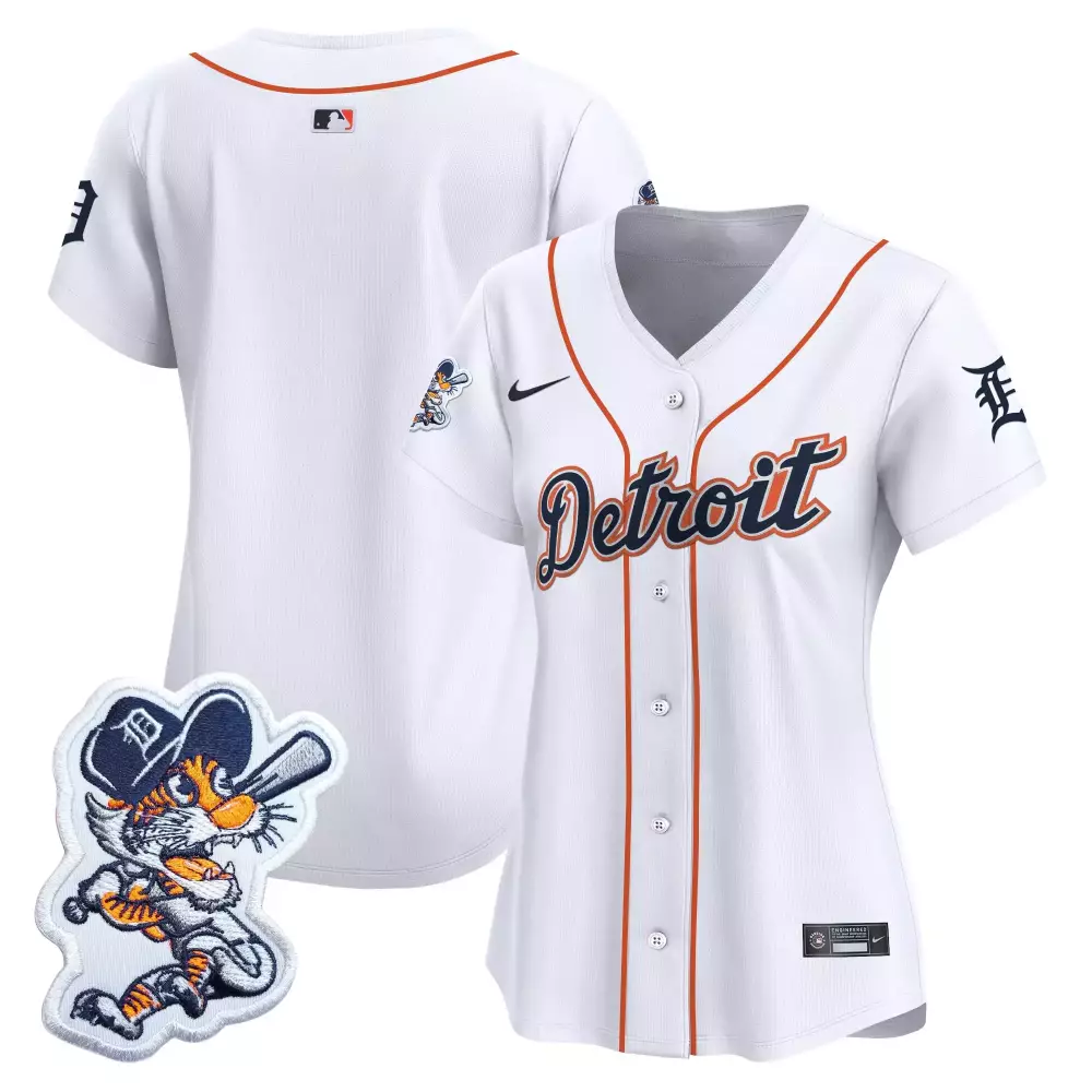 Women's Detroit Tigers 2023 Vapor Premier Limited Jersey | White Embroidered Paws Patch | Perfect Game Day Outfit | For Men, Women & Youth