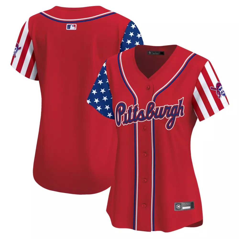 Women's Pittsburgh Pirates 2025 Independence Day Vapor Jersey | Red with Stitched Embroidered Patch | Fan Gear for Game Day | For Men, Women & Youth