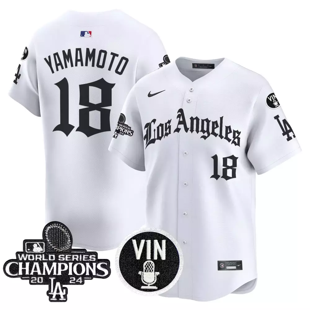 Yamamoto 18 Dodgers 2024 Men’s White Vapor Jersey | World Series Champions Patch | For Men, Women & You