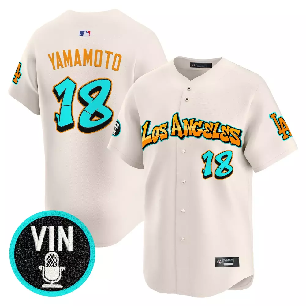 Yamamoto 18 Dodgers 2023 Cream Graffiti Edition Vapor Jersey | Stitched | Limited Edition Fan Gear | For Men, Women & Youth
