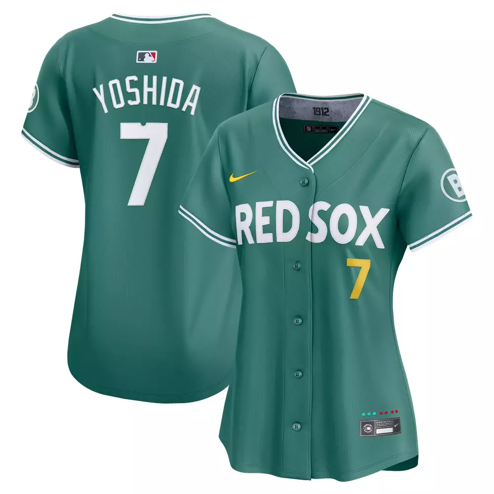 Yoshida 7 Boston Red Sox Women's Green Jersey | Patches Edition | Stylish Fan Gear for Men, Women & Youth