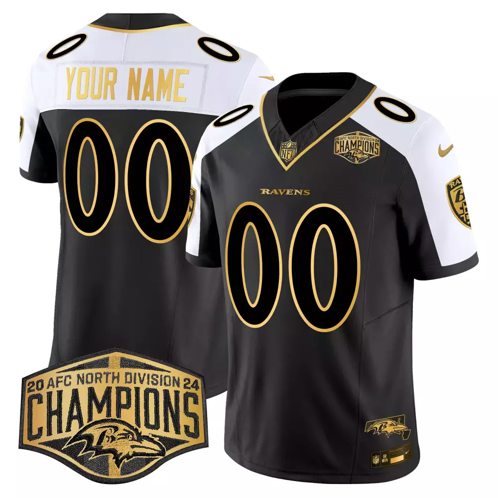 Your Name 00 Men's Baltimore Ravens Vapor Jersey | Black 2024 AFC North Champions | Custom Fan Gear for Men, Women & Youth