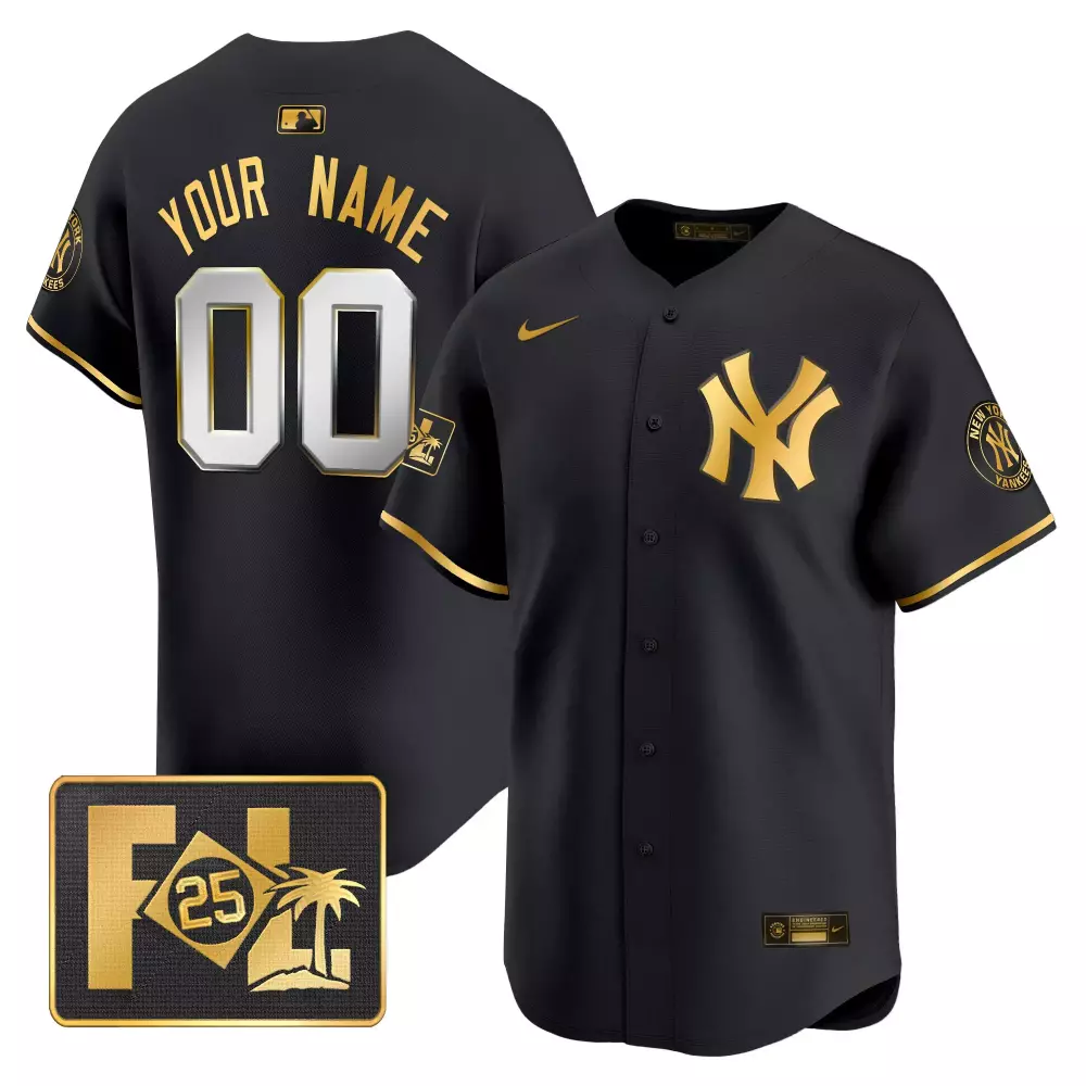 Your Name 00 Men's Black Yankees 2025 Spring Training Vapor Jersey | Embroidered Patch | For Men, Women & Youth