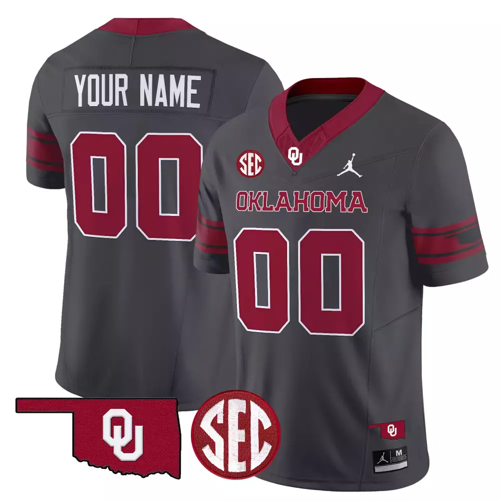Personalized Oklahoma Sooners  SEC Your Name 00 2025 Vapor Limited Custom All Stitched Patch Stitched Jersey – Gray