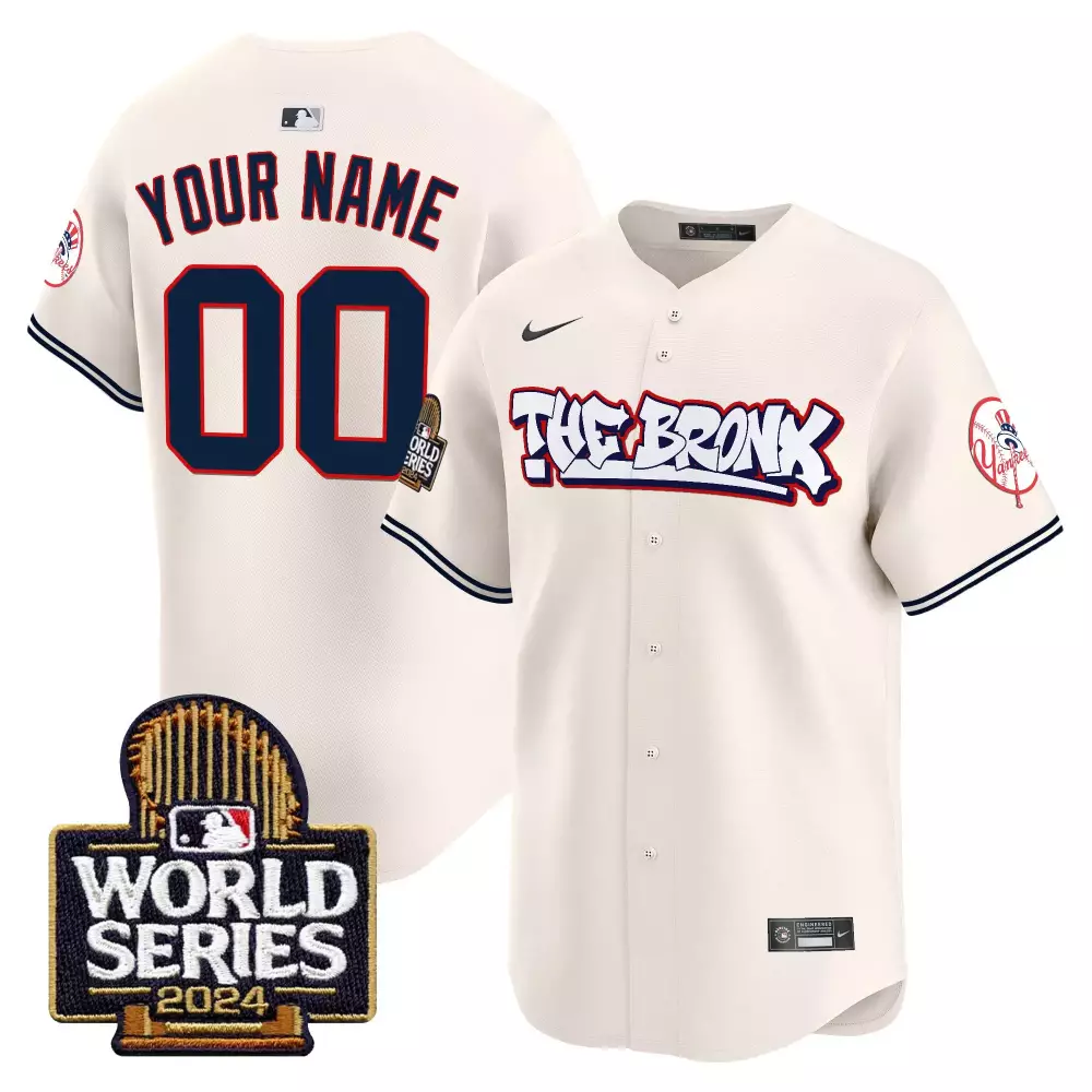 Your Name 00 Yankees Cream Vapor Jersey | 2024 World Series Embroidered Patch | Fan Gear for Men, Women & Youth