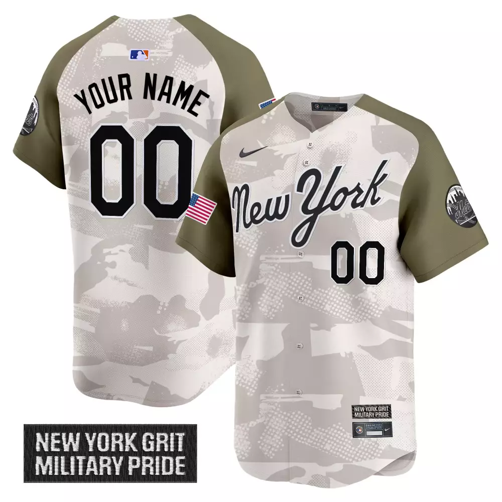 Your Name 00 Men's Vapor Stitched Camouflage Jersey | New York Mets 2025 Military Pride Edition | For Men, Women & Youth
