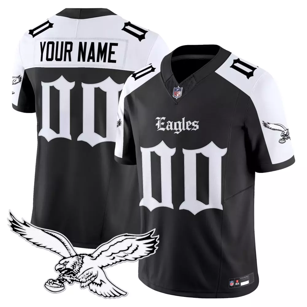 Your Name 00 Philadelphia Eagles Black Vapor Jersey | Stitched Embroidered Patch 2023 Edition | For Men, Women & Youth