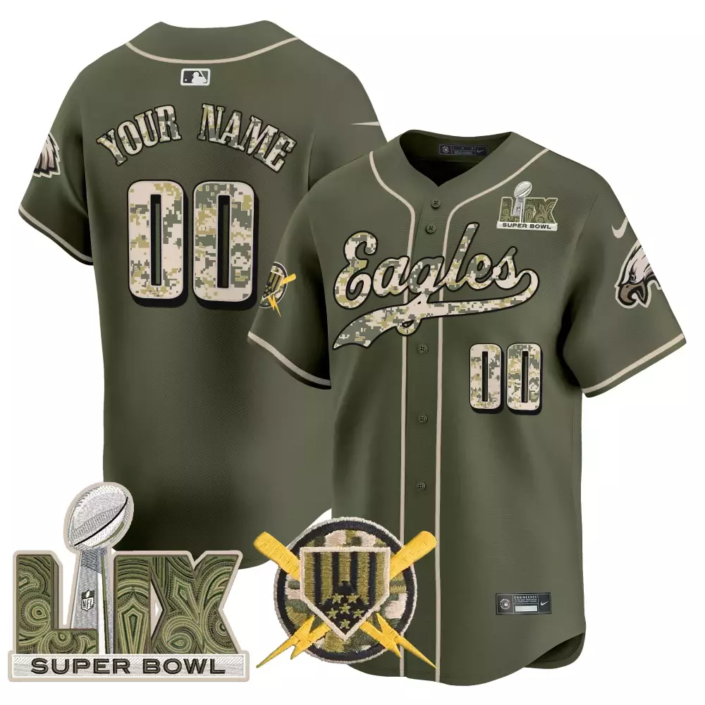 Your Name 00 Philadelphia Eagles Vapor Jersey | Olive Green Super Bowl LIX Stitched | For Men, Women & Youth