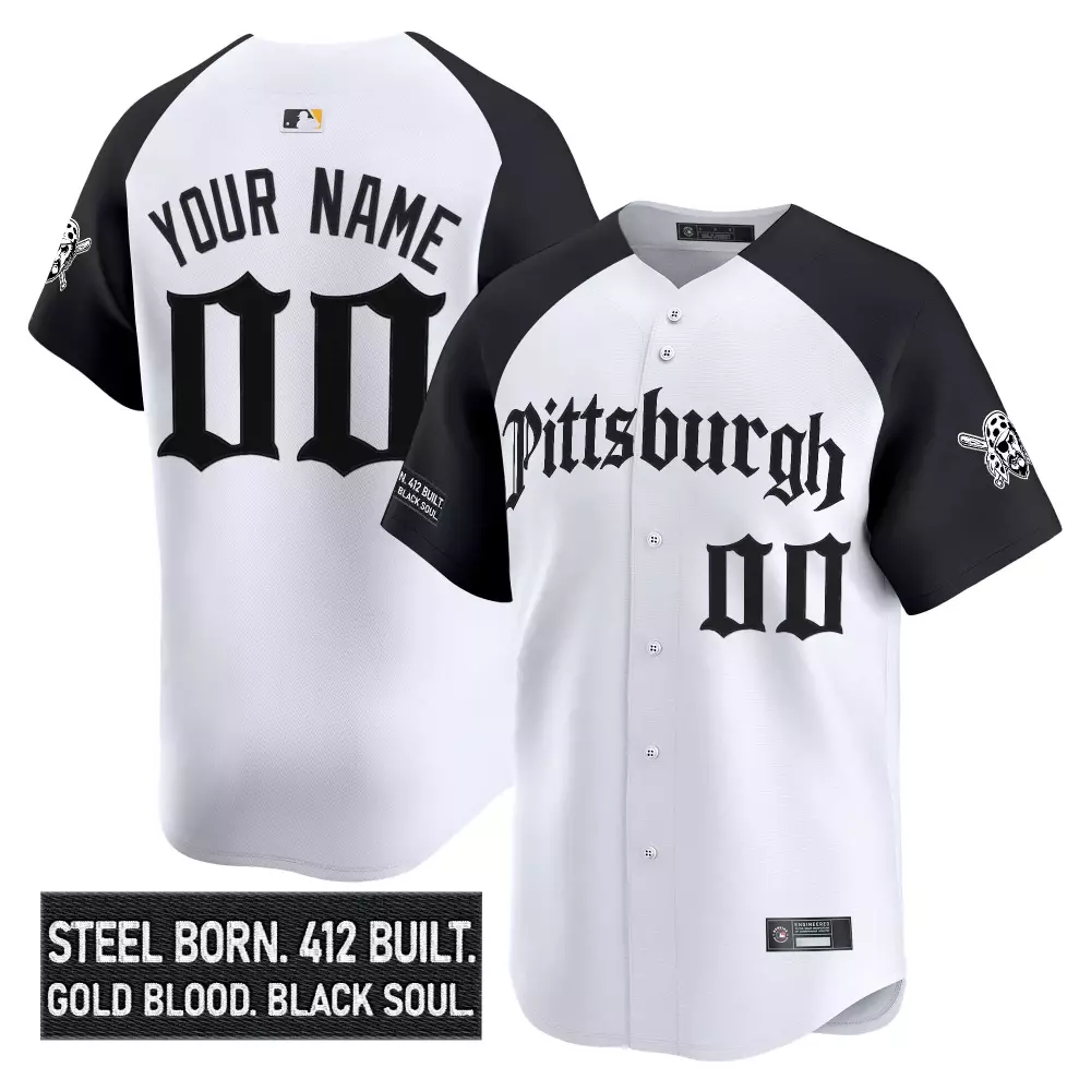 Your Name 00 Pittsburgh Pirates White Black Vapor Jersey | Men's 2023 Embroidered Patch | Replica Fan Gear | For Men, Women & Youth