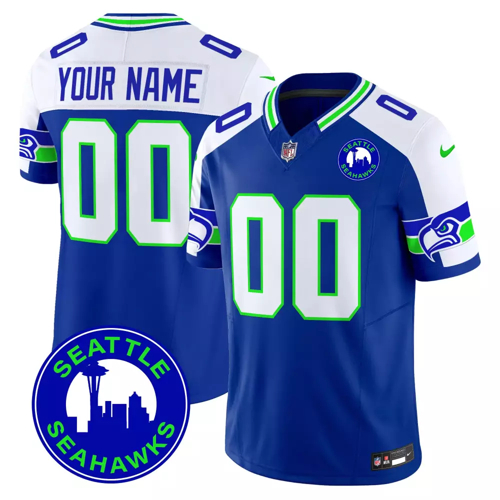 Your Name 00 Seattle Seahawks 2025 Blue Custom Stitched Jersey | Vapor Style | For Men, Women & Youth