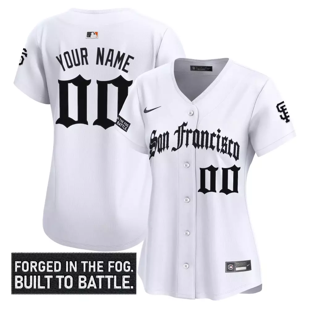 Your Name 00 Women's San Francisco Giants White Vapor Jersey | Forged in the Fog Patch 2023 | For Men, Women & Youth