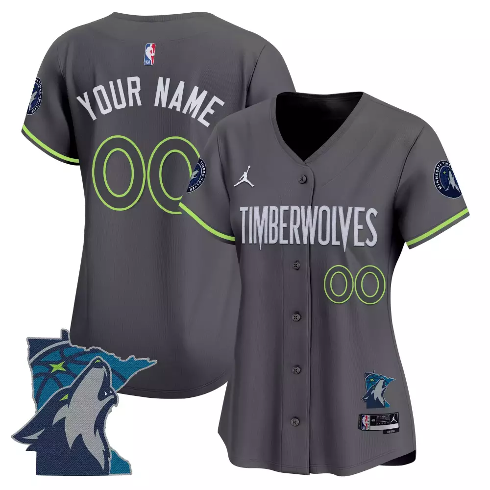 Your Name 00 Women's Stitched Vapor Jersey Minnesota Timberwolves Gray 2025 | Embroidered Patch | Limited Edition | For Men, Women & Youth