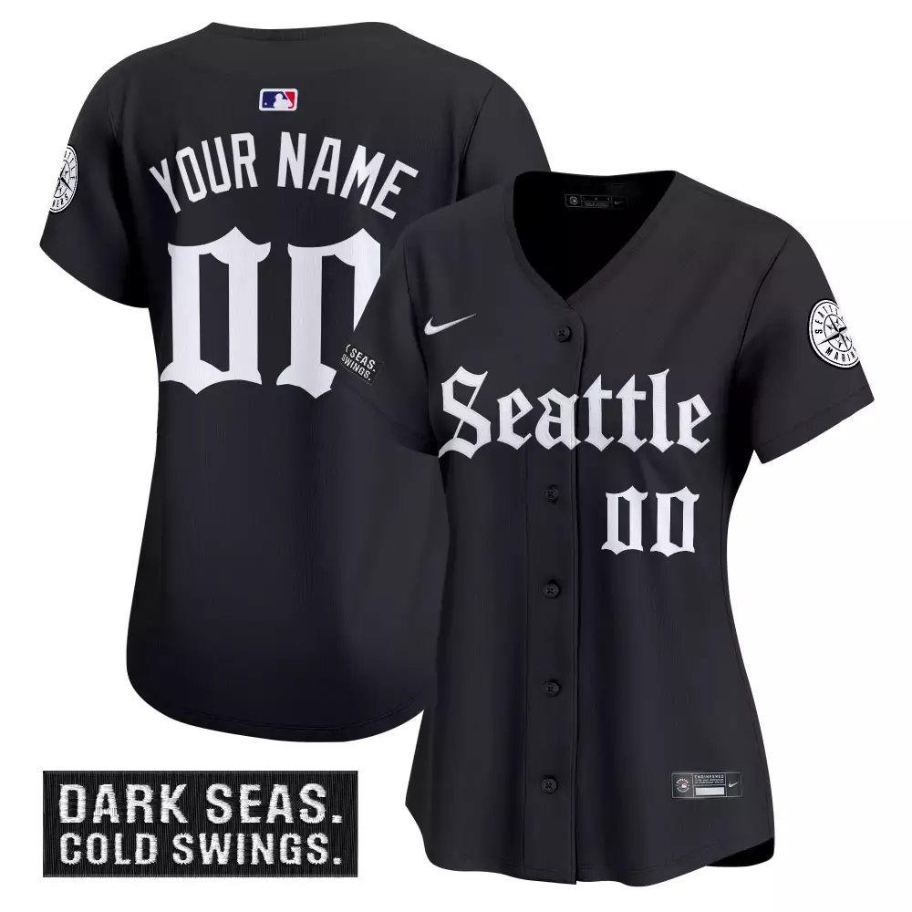 Your Name 00 Women's Stitched Vapor Jersey | Seattle Mariners Black Dark Seas Edition 2023 | Stylish Fan Gear | For Women