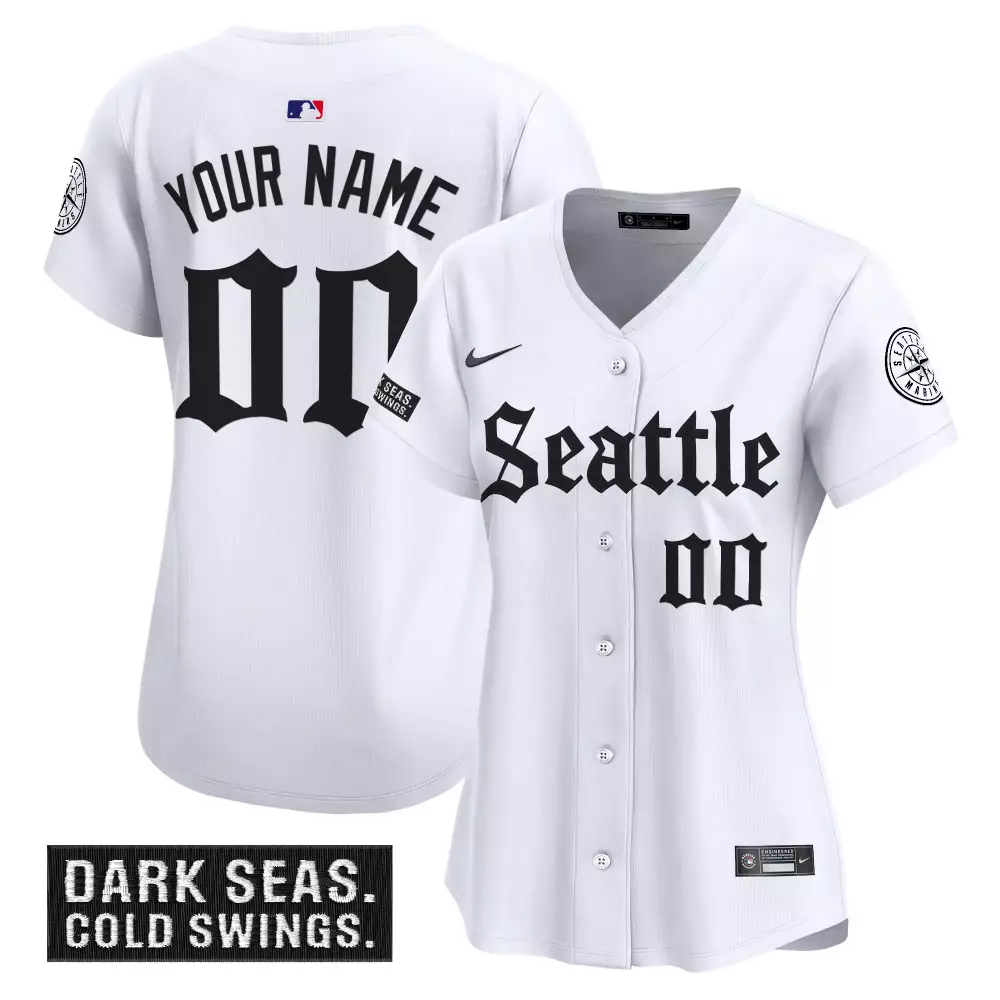 Your Name 00 Women's Stitched Vapor Jersey | Seattle Mariners White Dark Seas Edition 2023 | Unique Fan Gear | For Women